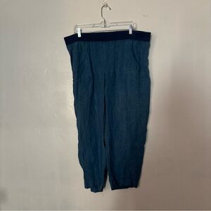 Women's Blue Casual Comfy Pull On Linen Indigo Joggers